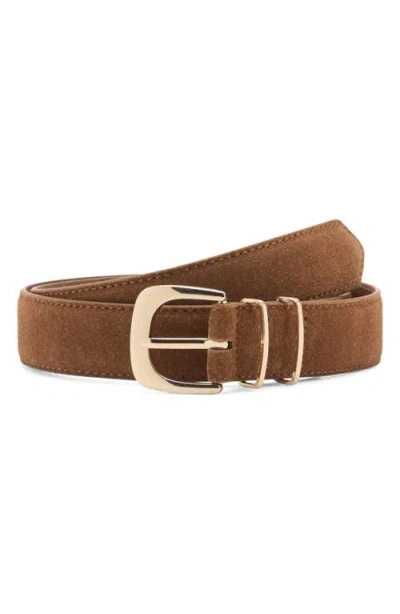 Mango Suede Belt In Brown