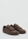 Mango Suede-blend Trainers With Laces Chocolate In Chocolate
