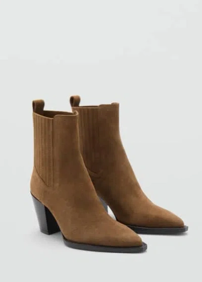 Mango - Bottine Tabac - 42 - Femme In Tobacco Brown
