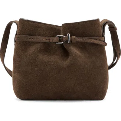 Mango Suede Buckle Shoulder Bag In Brown