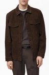 Mango Suede Button-up Shirt Jacket In Chocolate