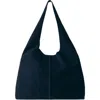 Mango Suede Hobo Bag In Dark Navy