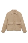 Mango Suede Jacket In Neutral