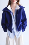 Mango Suede Jacket In Blue