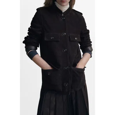 Mango Suede Jacket In Brown