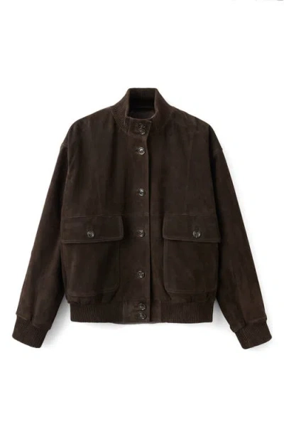 Mango Suede Jacket In Brown