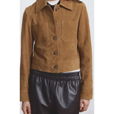 Mango Suede Jacket In Brown