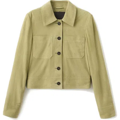 Mango Suede Jacket In Green