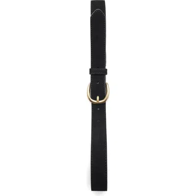Mango Suede Leather Belt In Black