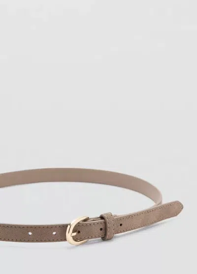 Mango Suede Leather Belt In Brown