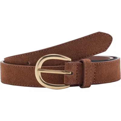 Mango Suede Leather Belt In Brown