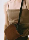 Mango Suede Leather Crossbody Bag Chocolate In Brown