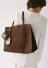 Mango Suede Leather Shopper Bag Chocolate In Brown