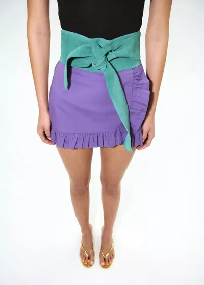 Mango Suede Obi Belt In Blue