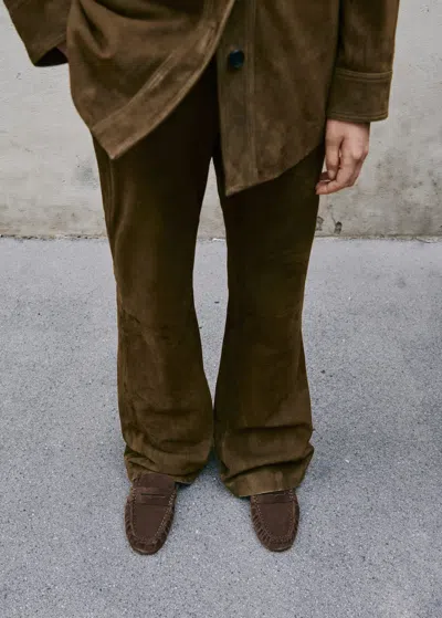Mango Suede Shoe With Gathered Toe Chocolate In Brown