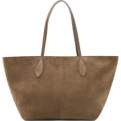 Mango Suede Shopper Bag In Brown