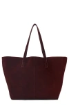 Mango Suede Shopper Bag In Burgundy