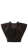 Mango Suede Shopper Bag In Chocolate
