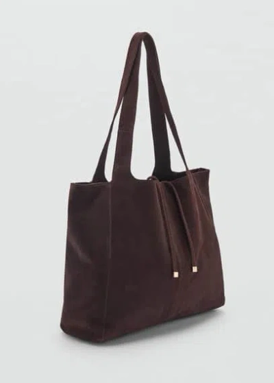 Mango Suede Shopper Bag Chocolate In Chocolate