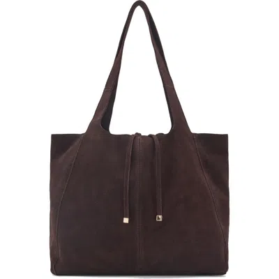 Mango Suede Shopper Bag In Chocolate