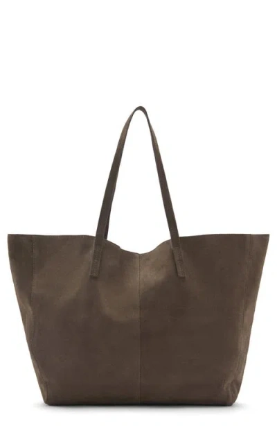 Mango Suede Shopper Bag In Khaki Brown