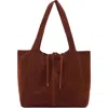Mango Suede Shopper Bag In Leather