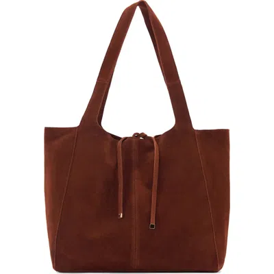Mango Suede Shopper Bag In Leather