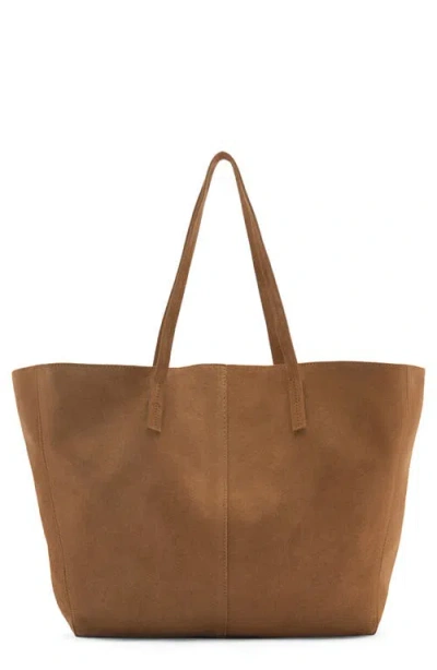 Mango Suede Shopper Bag In Leather