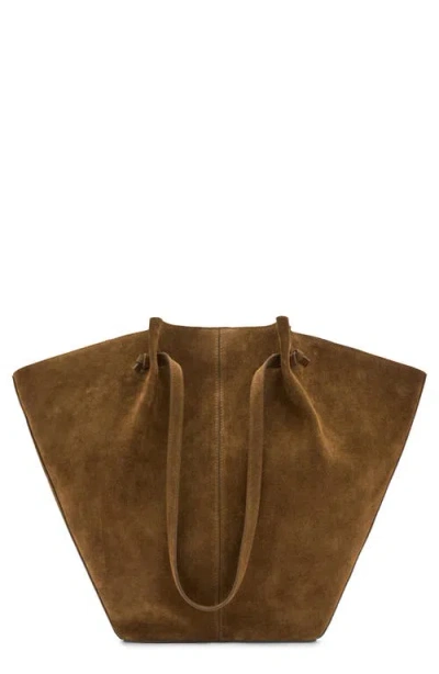 Mango Suede Shopper Bag In Tobacco Brown
