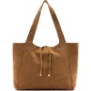 Mango Suede Shopper In Leather