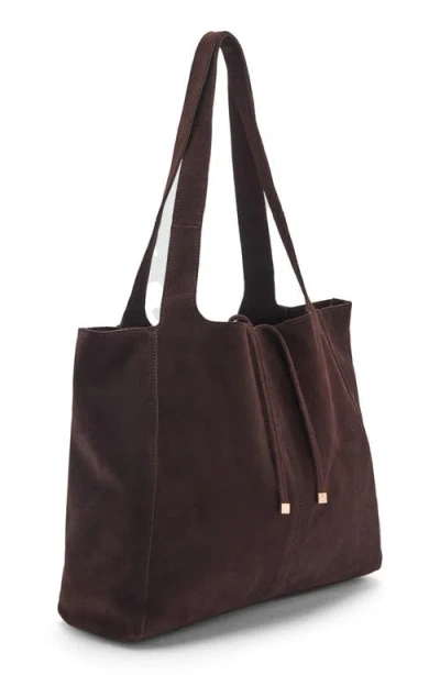 Mango Suede Shopper Tote In Brown