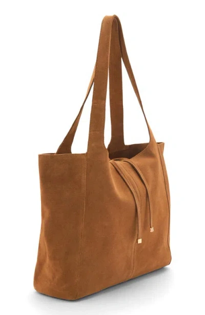 Mango Suede Shopper Tote In Brown