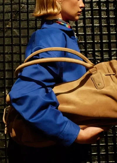Mango Suede Shoulder Bag In Medium Brown