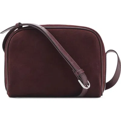 Mango Suede Shoulder Bag In Burgundy