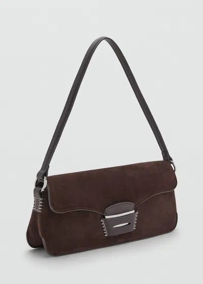 Mango Suede Shoulder Bag Chocolate In Brown