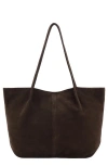 Mango Suede Shoulder Bag In Chocolate