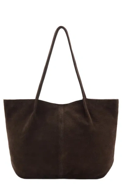 Mango Suede Shoulder Bag In Chocolate