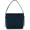 Mango Suede Shoulder Bag In Dark Navy
