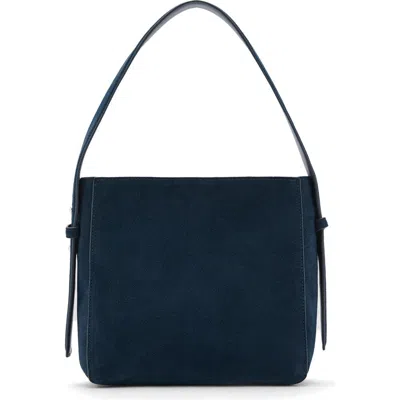 Mango Suede Shoulder Bag In Dark Navy