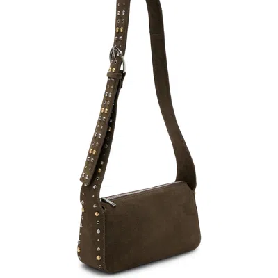 Mango Suede Stud Crossbody Bag In Brown