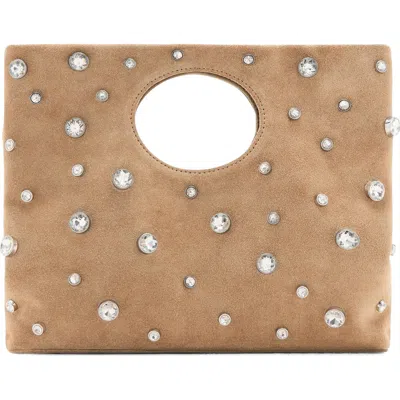 Mango Suede Studded Top Handle Bag In Sand