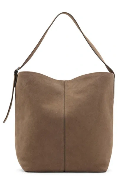Mango Suede Tote Bag In Sand