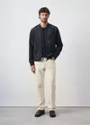 Mango Suede-effect Bomber Jacket In Blue