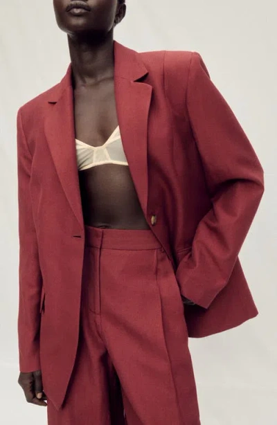 Mango Suit Blazer In Burgundy