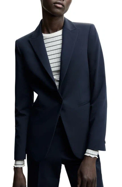 Mango Suit Blazer In Dark Navy