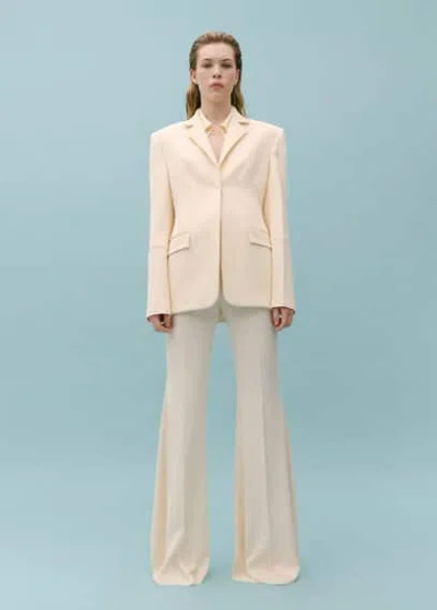 Mango Suit Jacket With Decorative Stitching Ecru