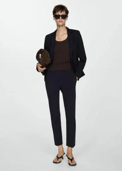 Mango Suit Jacket With Pockets Dark Navy