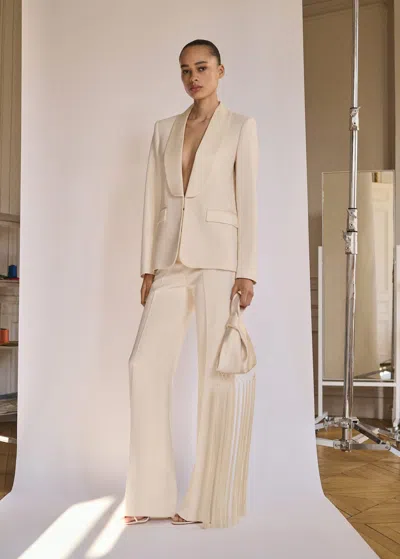 Mango Suit Jacket With Satin Lapels In Off White
