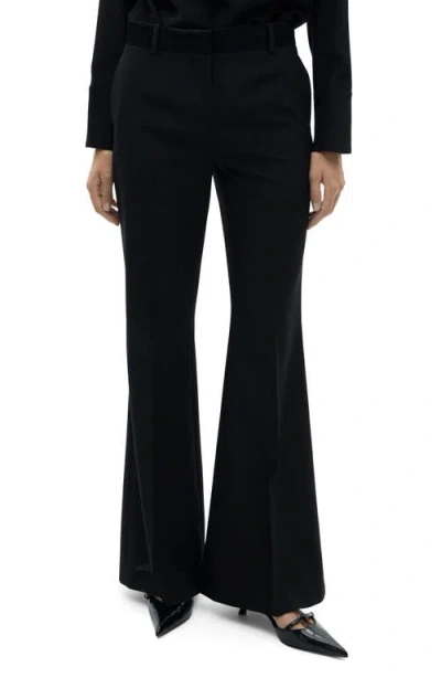 Mango Suit Pants With Satin Waistband In Black