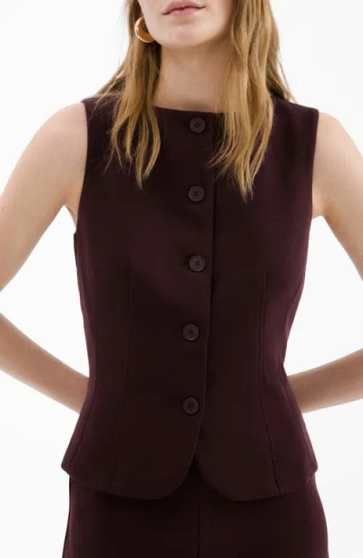 Mango Suit Vest In Burgundy